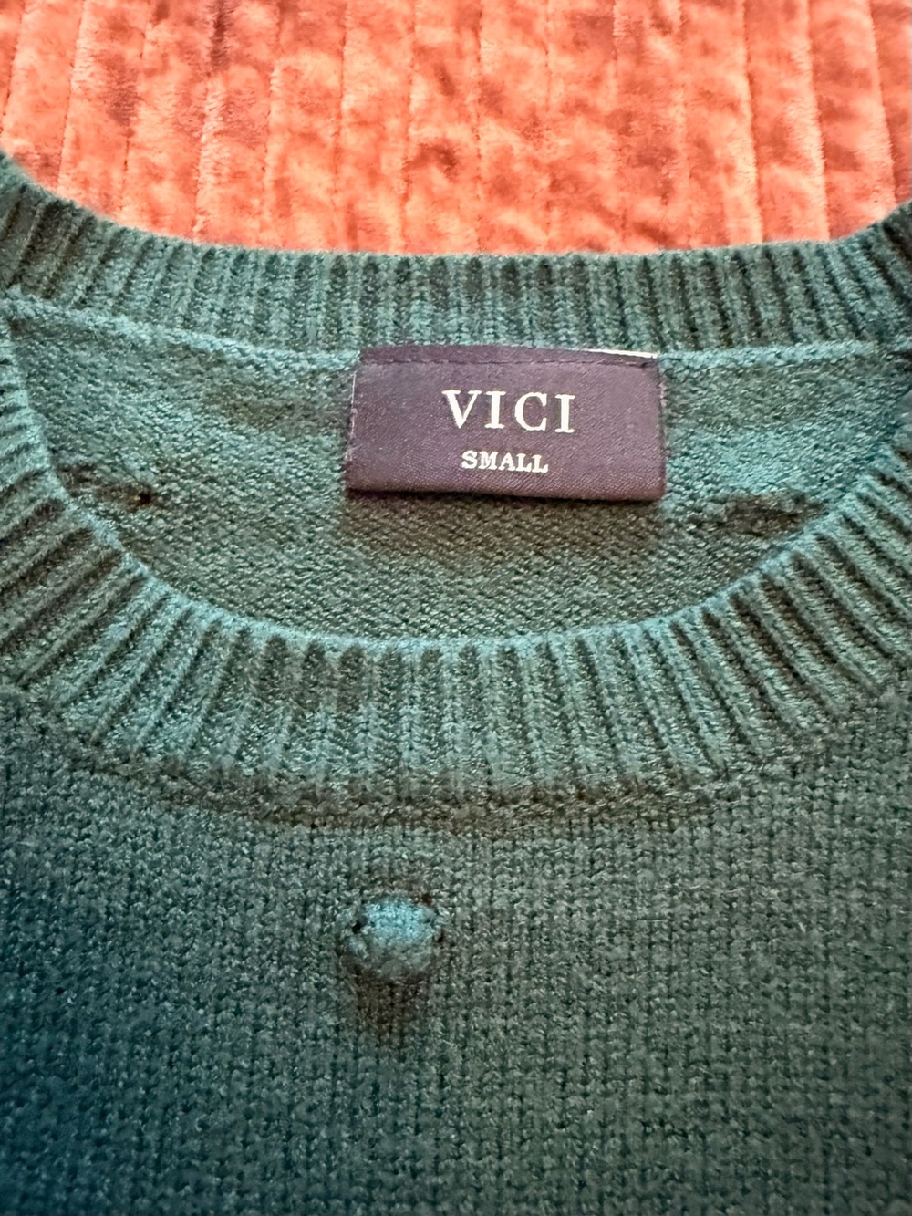 VICI Deep Teal Pom-Accent Crewneck Sweater - Picture 2 of 4